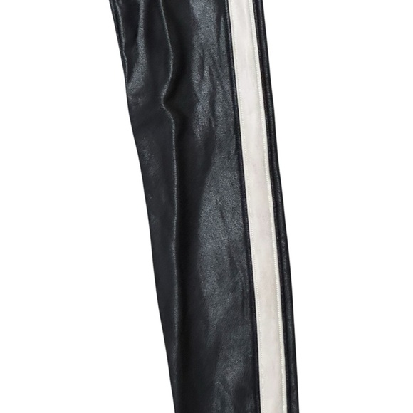 SPANX Faux Leather Leggings Tummy Control With Side Stripe Size M Tuxedo Stripe - Picture 12 of 16